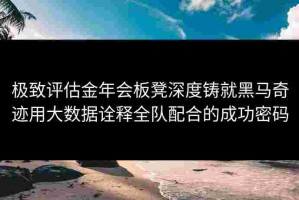 极致评估金年会板凳深度铸就黑马奇迹用大数据诠释全队配合的成功密码