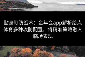 贴身盯防战术：金年会app解析给点体育多种攻防配置，将精准策略融入临场表现