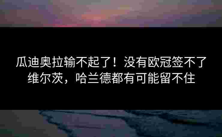 瓜迪奥拉输不起了！没有欧冠签不了维尔茨，哈兰德都有可能留不住